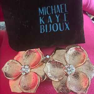 Michael Kaye Bijoux Rose Gold Flower Stretch  Bracelet.